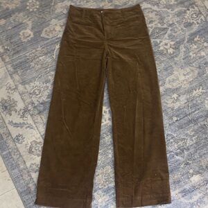 Chloe Wide-Leg Corduroy Pants in Dark Brown